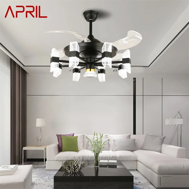 

APRIL Modern Ceiling Fan Lights Invisible Fan Blade With Remote Control LED For Home Dining Room Bedroom Restaurant