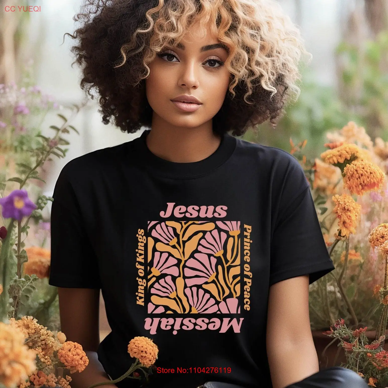 

Футболка с коротким рукавом Иисуса в стиле бохо, христианская Библия, месианская вера, ретро, с цветочным принтом, с длинными или короткими рукавами