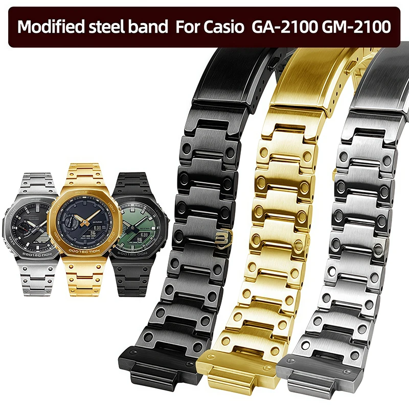 

GBM-2100 Stainless Steel Strap For Casio G-SHOCK gbm2100 Metal Stainless Steel Watch Chain GA-2100 GM-2100 Modified steel band