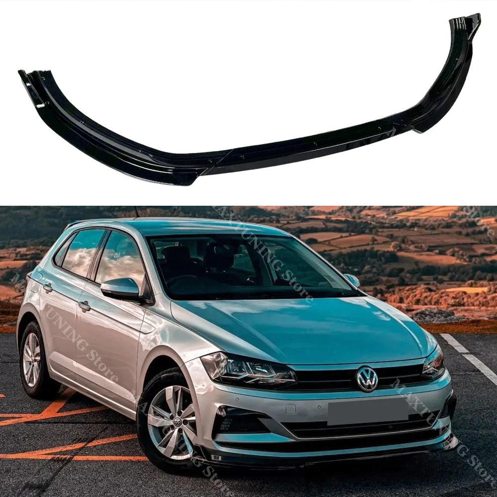 

For Volkswagen Polo Mk6 AW Standard TSI TDI 2017-2021 Gloss Black Front Bumper Lip Splitter Spoiler Diffuser Bodykits Tuning