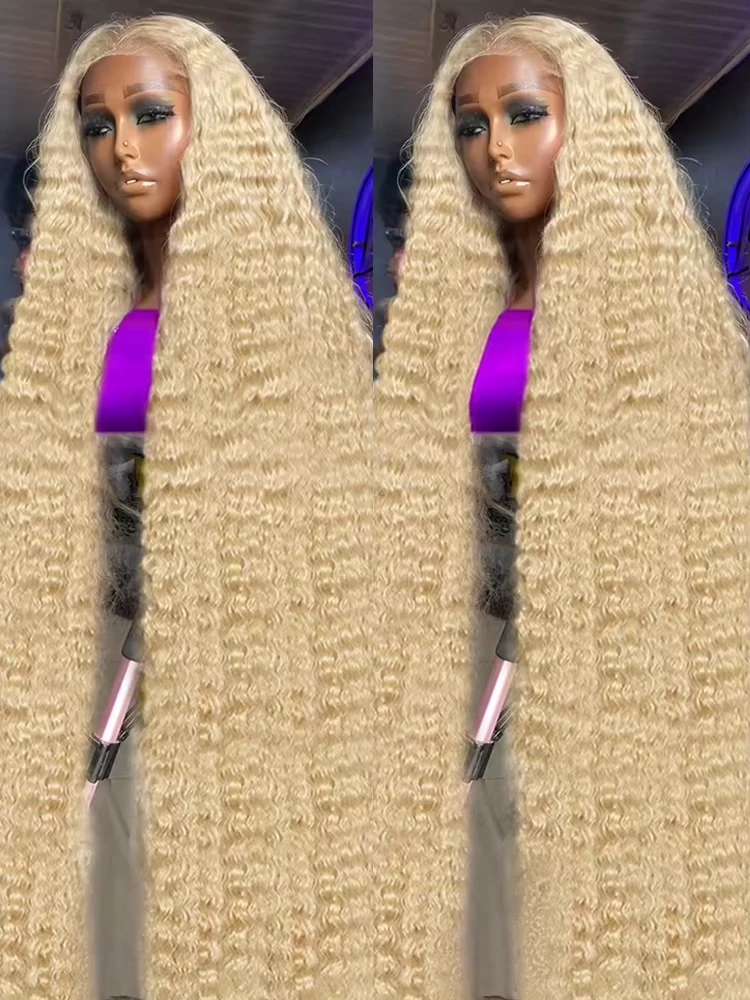 

613 Honey Blonde 13x6 HD Lace Frontal Wig Deep Loose Wave Remy Lace Front Human Hair Wigs 40Inch Brazilian Curly Human Hair Wig