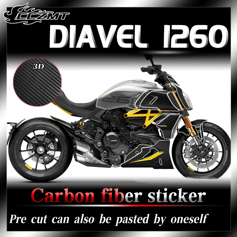 

For DUKATI Diavel 1260 stickers car stickers 3D carbon fiber protective stickers paint surface transparent film anti scratch