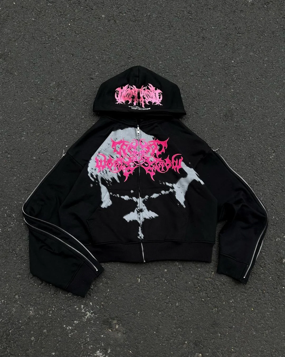 Harajuku Hip Hop Vintage Punk Gothic Trend Design Clothes Long Sleeve Oversized Hoodie Y2k Top Zip Sweatshirts Coat
