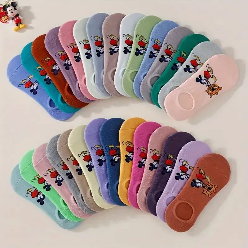 5/10 Pairs of Sweet and Cute Candy Colored Cartoon Women's Knitted Short Socks Lightweight Breathable Invisible Ankle Socks