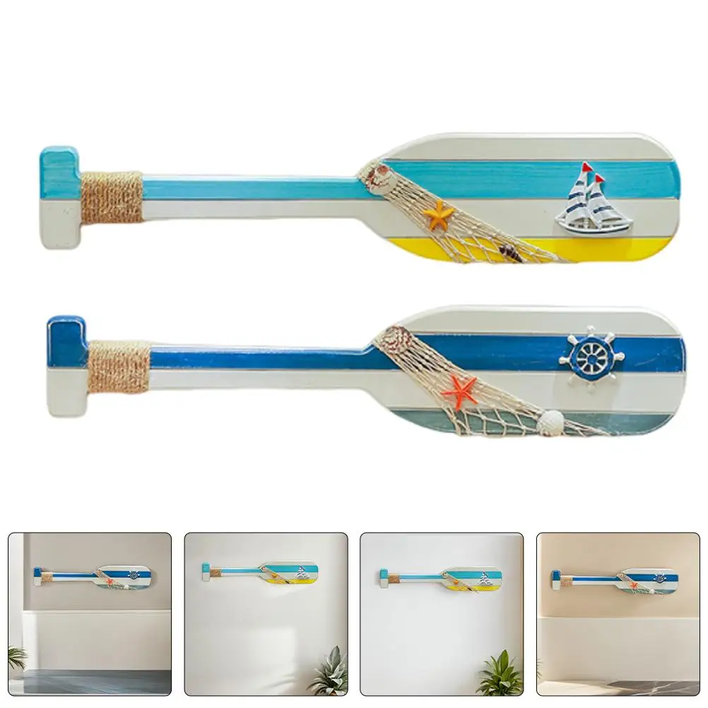 

2 Pcs Vintage Paddles Paddle Nautical Decor Home Tabletop Wall Sailing nament Vintage Paddles Coastal Wood Blocks Boat