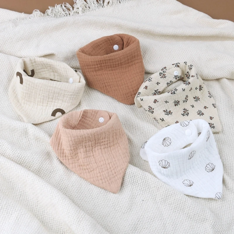 4PCS Infant Drooling Bib Print Burp Cloths for Babies Cotton Saliva Towel Unisex Breathable Baby Bibs for Newborn Unisex