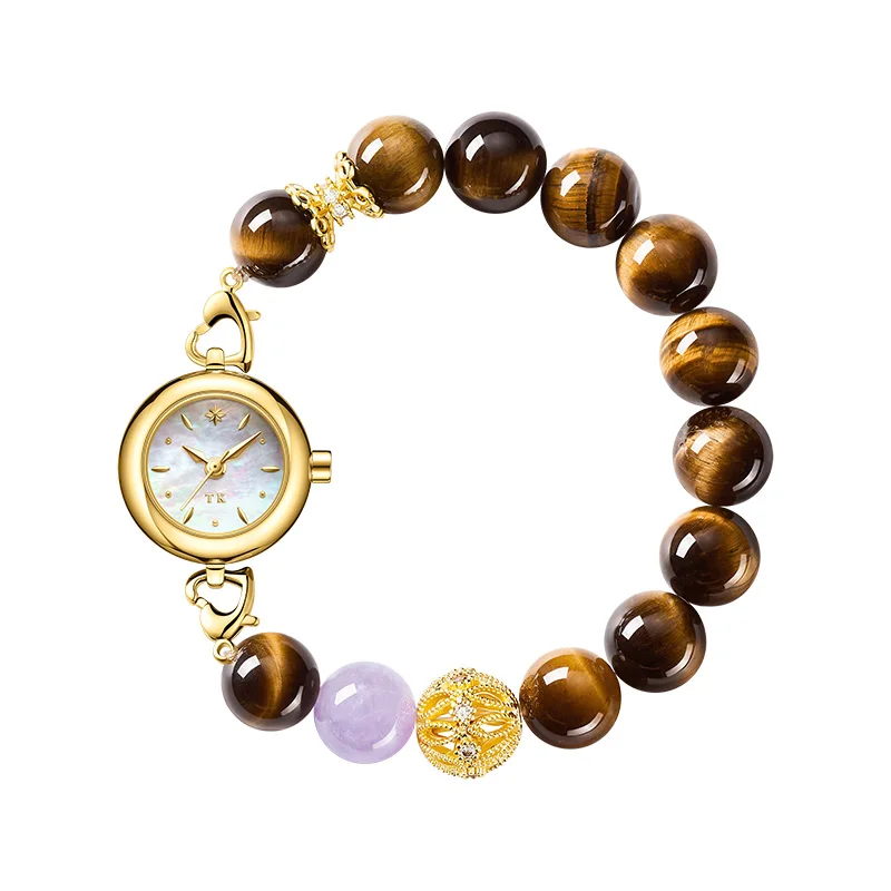 

TK Golden Sun Series Tiger's Eye Bracelet Watch Necklace Set - Light Luxury Accessory for Women Birthday Holiday Gift