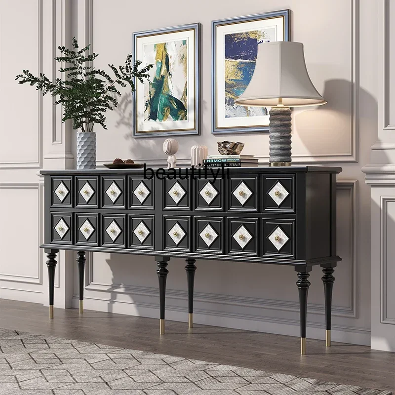 

xzRetro style eight-bucket cabinet, bedroom TV, storage bucket cabinet, drawer, household, decoration, porch cabinet