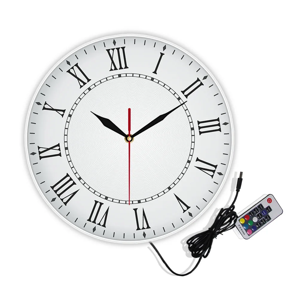 Vintage Roman Numerals Wall Clock With LED Backlight Home Decor Nightlight Luminous Wall Clock Silent Quartz Clock Glow in Dark