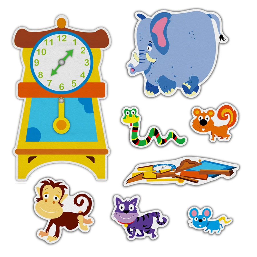 Mouse And Clock Story Felt Set, Time Learning, Classroom Interactive Toy, Reading Comprehension, Early Education, Back To School