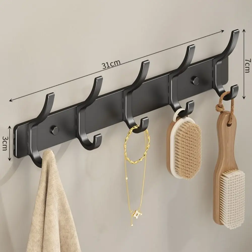 Bathroom Rack Strong Load-bearing Clothes Coat Hooks Heavy Duty Wall Rack Towel Hooks Punch Home Wall Mounted Door Hanger Door
