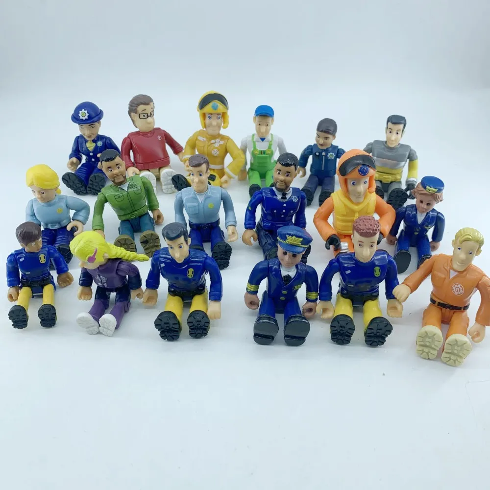 5-15pcs Fireman Sam Firewoman Characters Collection Model Figure Toys Cartoon Joint Movable Action Figuras for Children Gift