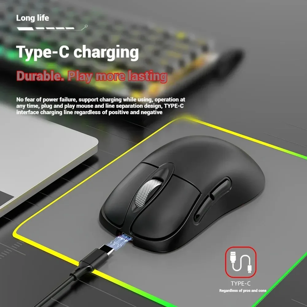 MKESPN W17 Wireless Mouse RGB Tri-mode Bluetooth E-Sports Gamer Mouse 24000DPI Portable Programmable Office Gaming Accessories