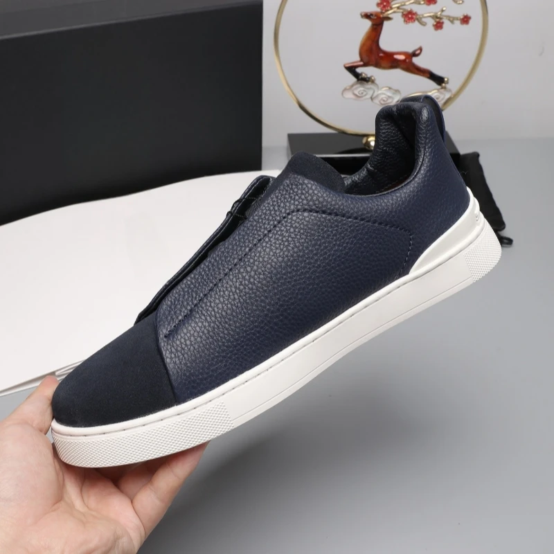 

Осень/зима 2023, новые повседневные спортивные кроссовки без шнуровки из натуральной кожи с низким берцем, плоской платформой и перекрестными резинками для мужчин