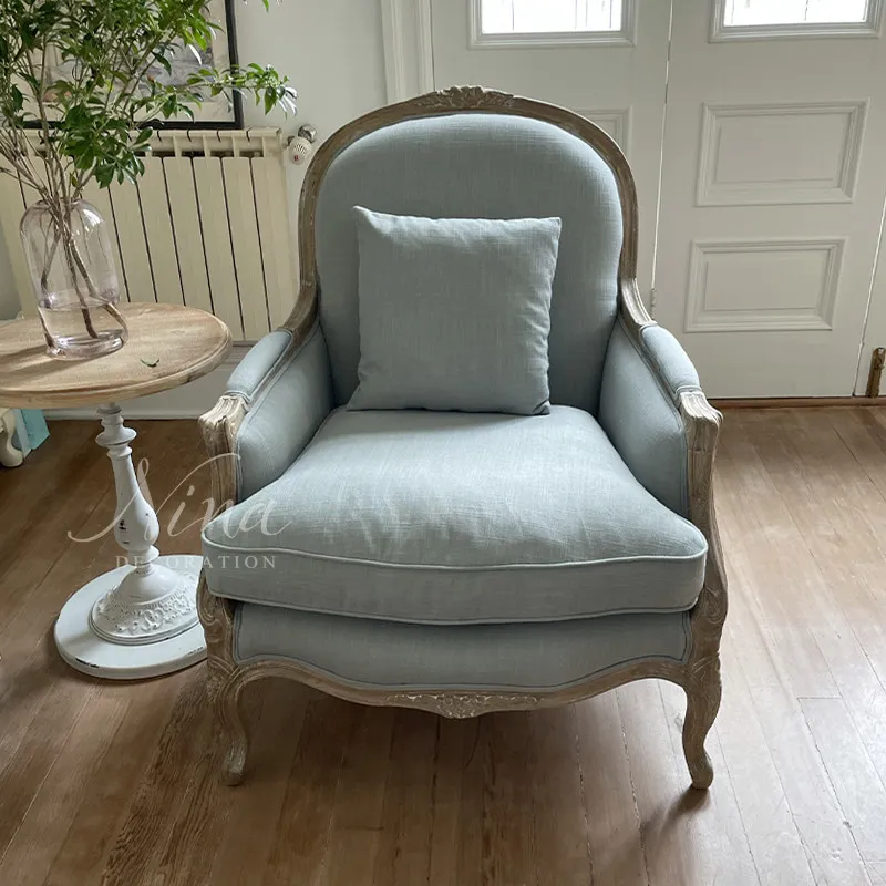 Furniture American French Louis retro carved solid wood single sofa ordered for two weeks