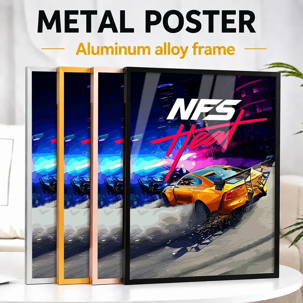 Need For Speed Heat Game Cover Framed Metal Poster Personalized Atmospheric Fantasy Legacy Wall Art Enhances Streamer Studio