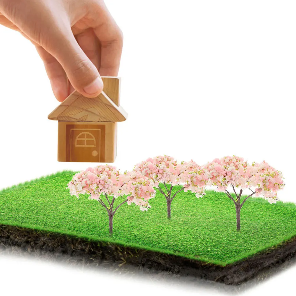 10 Uds. De árboles de flor de cerezo en miniatura para mesa de arena, decoración Diorama, Mini árbol de paisaje, diseño de ferrocarril, pequeños árboles artificiales