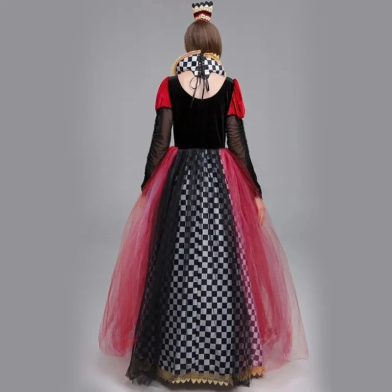 Red Queen of Hearts Princess Dress Alice In Wonderland Cosplay Fancy Dress Delux Party Girls Halloween Carnaval Cosplay Costume