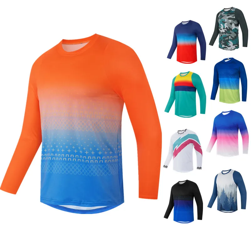 

Gradient Dirt Bike Jersey Mens Motocross Jersey Adult Off Roading BMX MX mtb Shirts Long Sleeve Cycling Jersey For Riding Racing