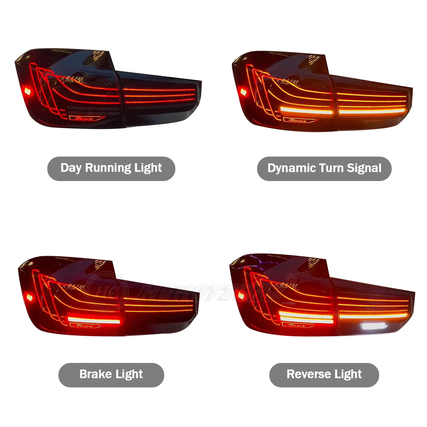 Montagem de Lâmpadas Traseiras Traseiras de Carro, Luzes Traseiras RGB LED para BMW Série 3 F80, BMW M3 F30 2013-2018, Animação DRL