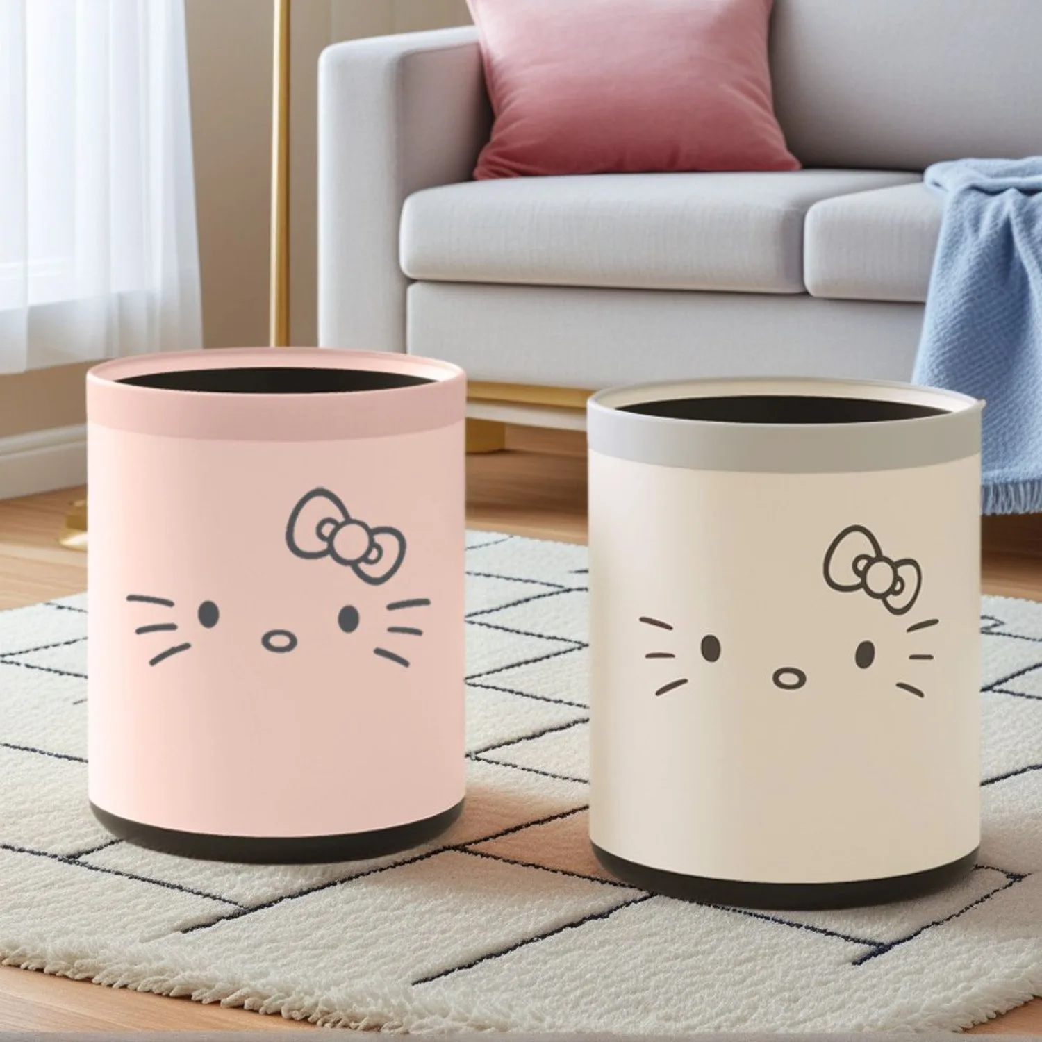 

2026 Cute Sanrio HelloKitty My Melody Trash Can Home Decor Cartoon Anime Kawaii Ins Style for Bedroom Kitchen Holiday Gifts Toys