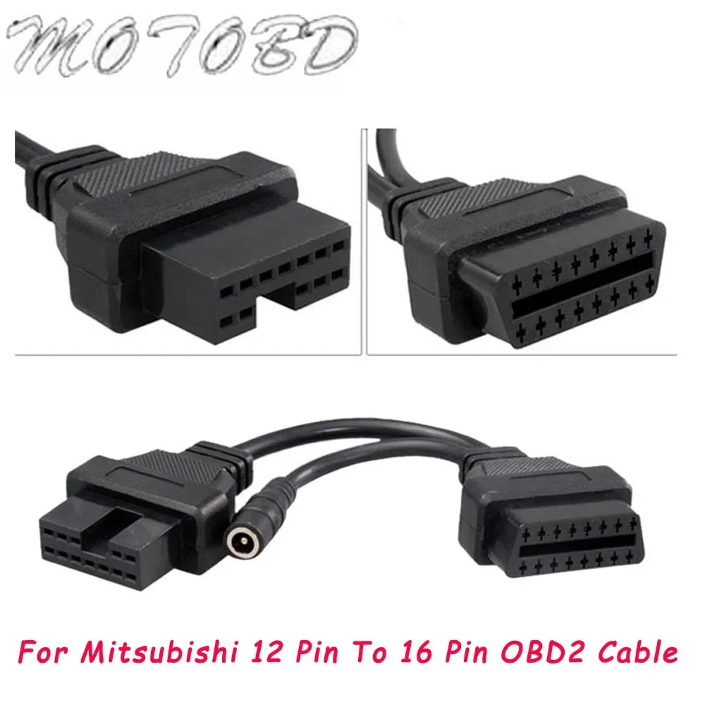 For Mitsubishi 12 Pin To 16 Pin Female OBD 2 Extension Tool Adapter Connector Cable for Mitsubishi 12Pin OBD2 Connector