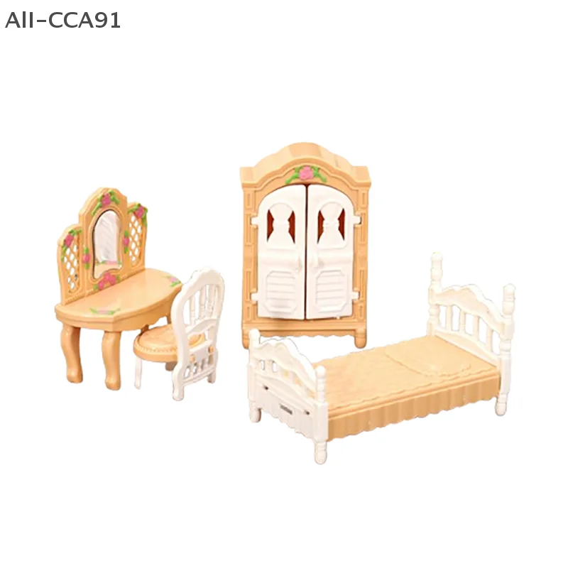 

4Pcs/Set 1:12 Dollhouse Miniature Furniture Simulation Plastic Wardrobe Dresser Bedroom Furniture Toy Doll House Accessories