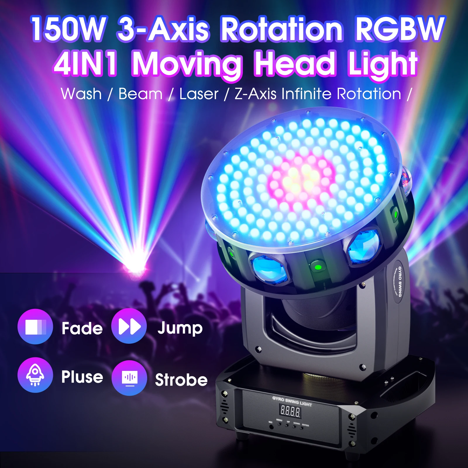 U`King 150W Moving Head Lights 6X15W 4IN1 RGBW LED Stage Light DMX512 Voice Control DJ Lights For Wedding Party Stage Lighting