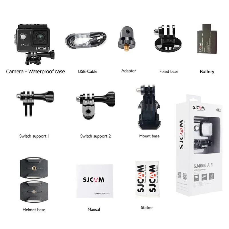 SJCAM Pro 4K WiFi Action Cam, 16MP Photos, 2.0" Touchscreen, 90Min Battery, Burst Mode, Waterproof Adventure Camera