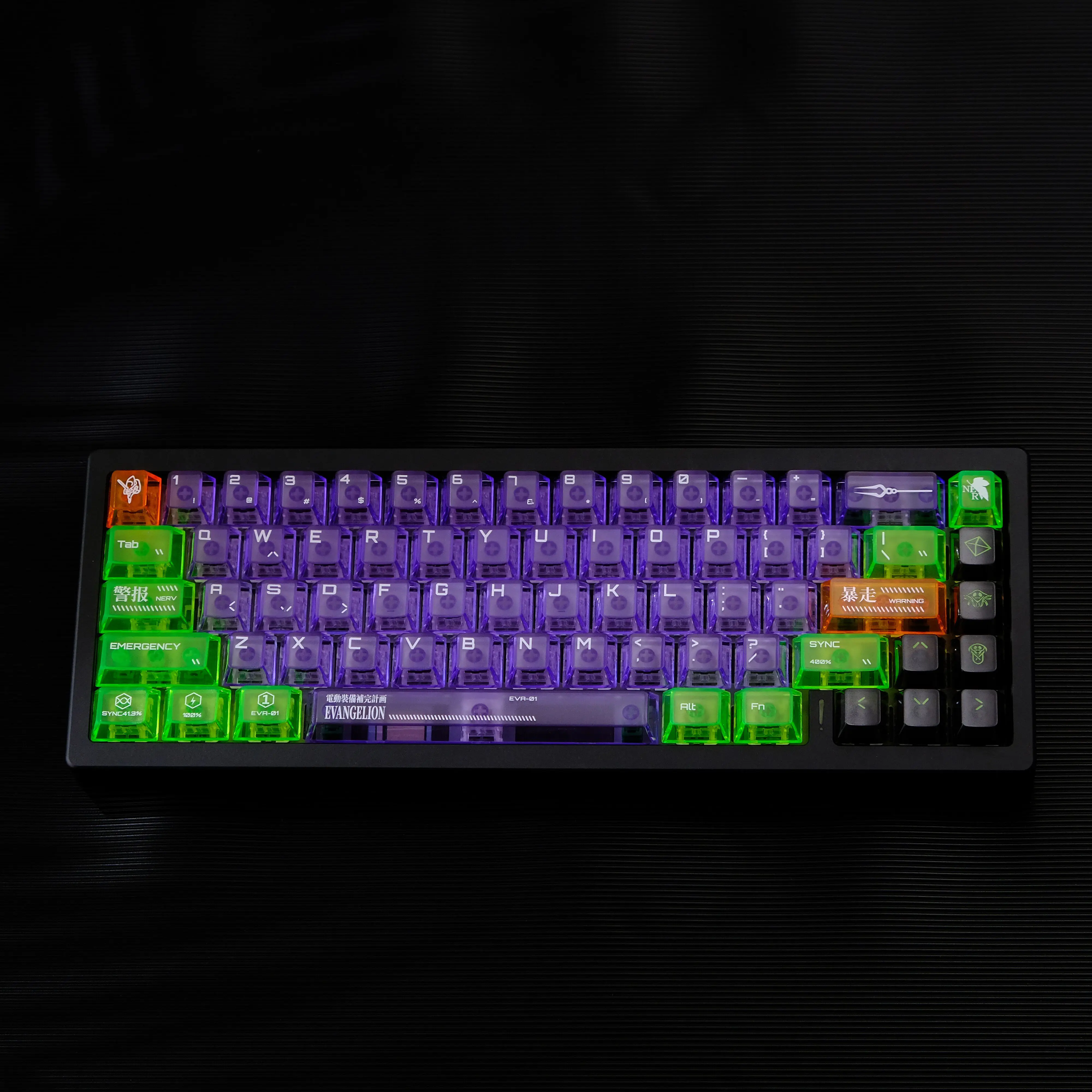 Aifei Fog Translucent Keycaps EVA 01 Purple Transparent PC Cherry Height for 64 65 67 68 75 84 87 98 104 Mechanical Keyboard