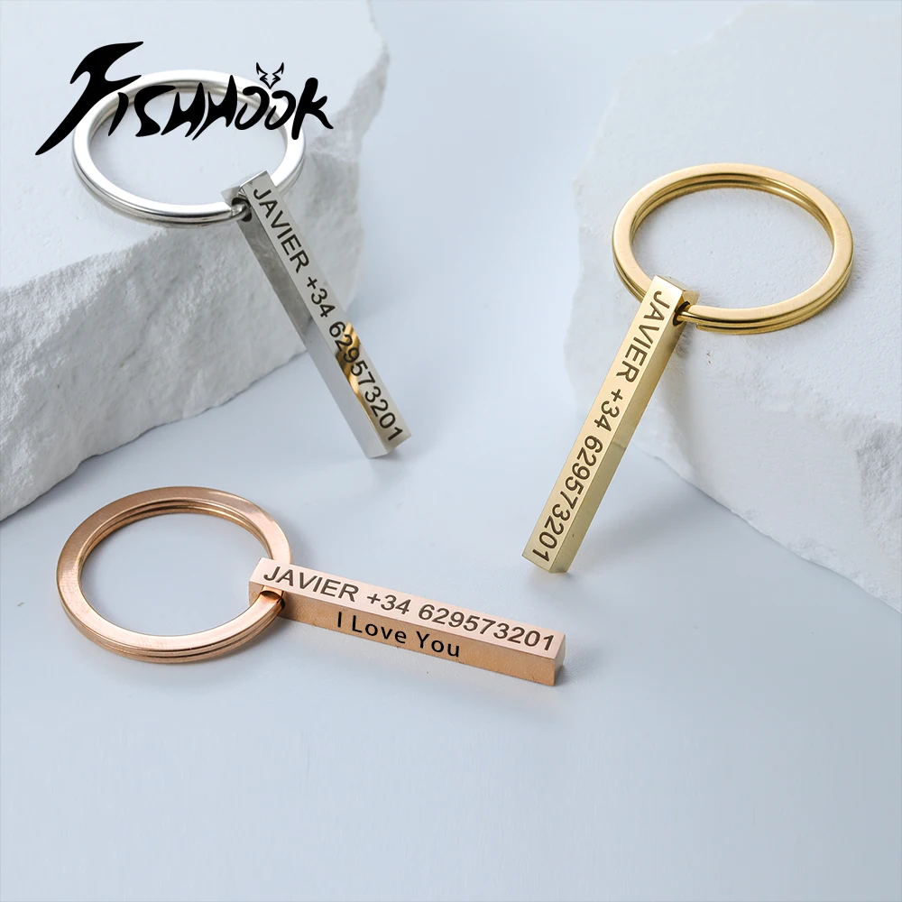 

Personalized Keychain Custom Engrave Name Date Kid Child Key Chain Ring Gift For Women Man Family Father Stainless Steel Jewelry