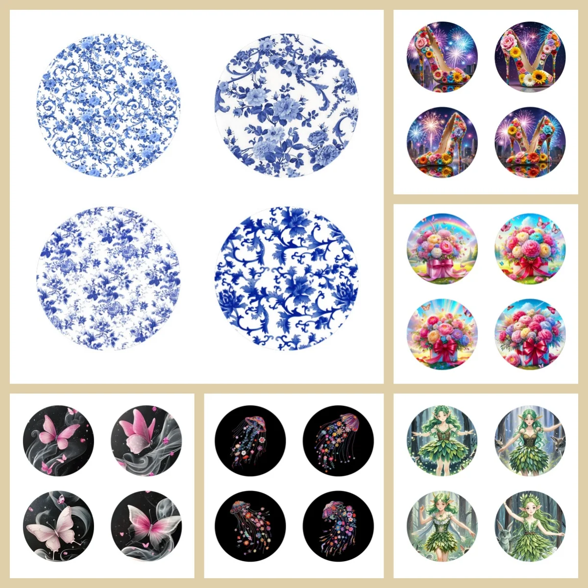 4 wooden anti-slip and heat-insulating coasters with fairy/f