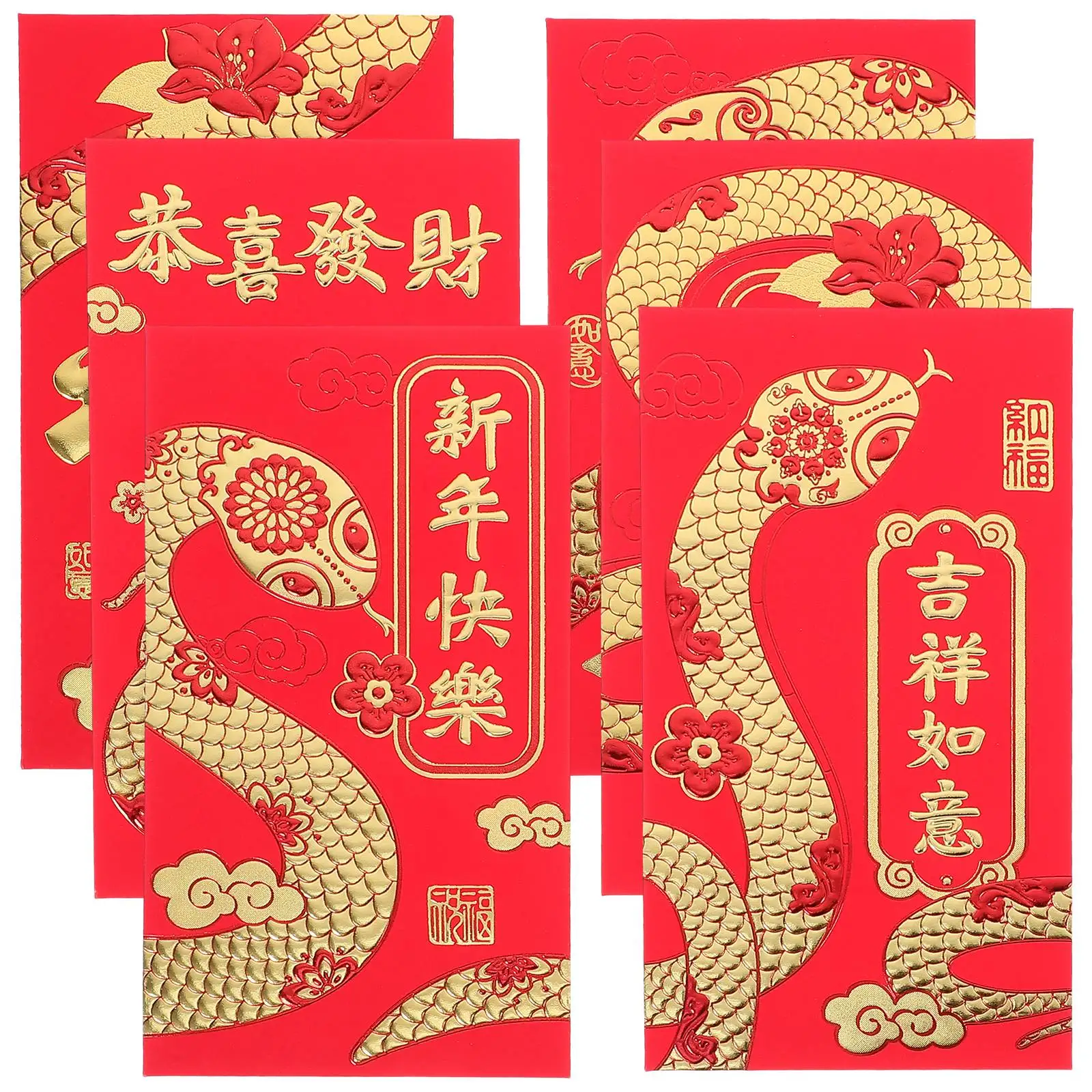 36 Pcs Red Envelopes Year of Snake 2025 Spring Festival Lucky Money Bags Chinese New Year Gifts Prosperity Happiness