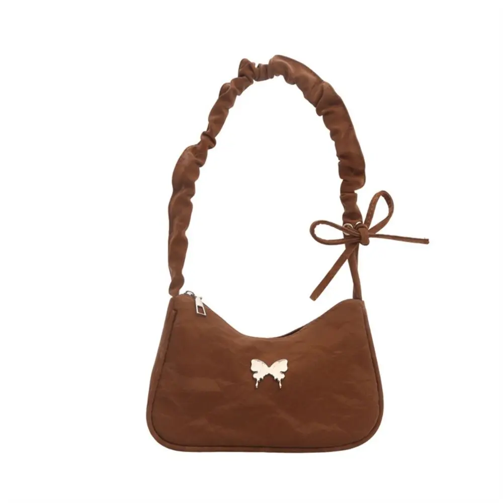 

Ruffle Handle Bowknot Butterfly Shoulder Bag Y2k Style Korean Style Half-moon Underarm Bag Dumpling Bag Phone Bag Bow Handbag