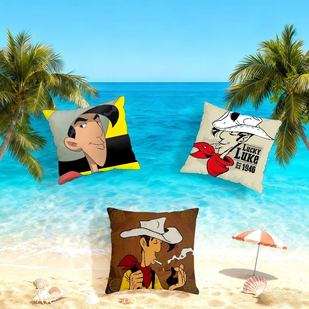 Capa de almofada Manga L-Lucky Luke Comics, capa de almofada para casa, cama, sofá, sala de estar, capa de almofada simples e macia, presente para festa