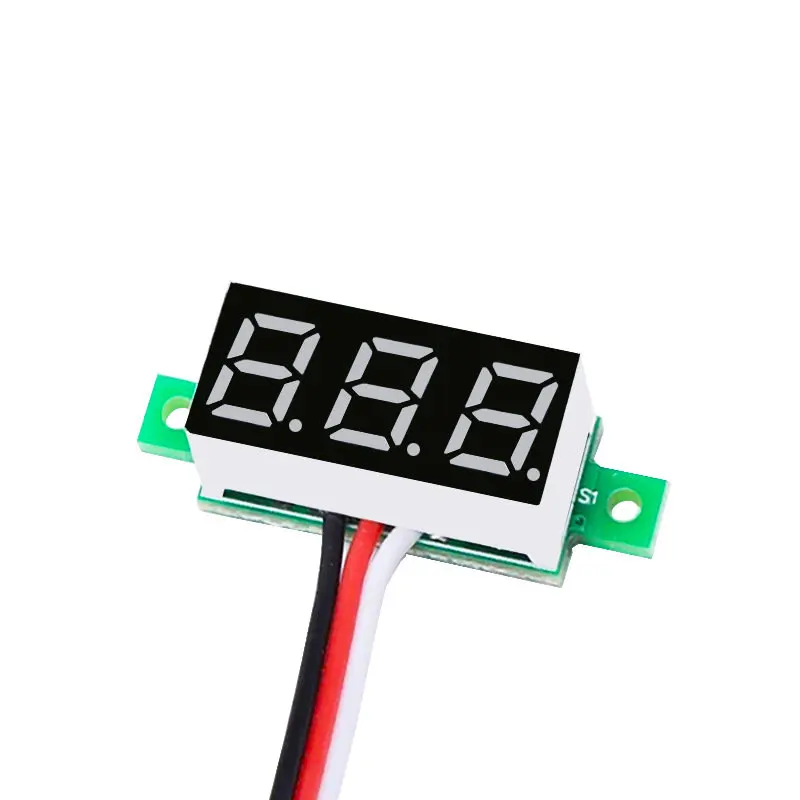 4pcs Digital Mini Digital Voltmeter 0.28Inch Three-Line 0-100V Digital Voltmeter Gauge Tester LED Display Panel Voltmeter