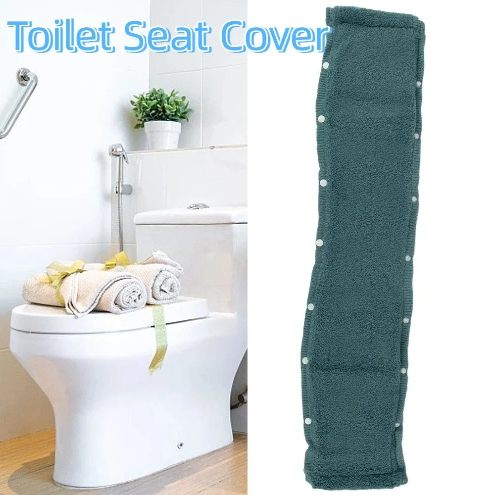 

Warm Mat Thickened Toilet Seat Cover Soft Texture Reusable Toilet Cushion Non-Slip Comfortable Button Toilet Pad Round Toilet