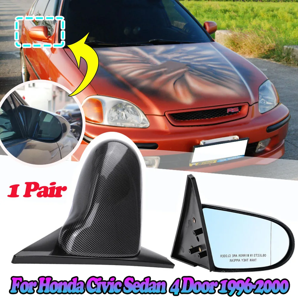 

Manual Adjustable 2x Carbon Fiber Look Car Side Mirror Rear View Mirror For Honda For Civic 4Dr Sedan 1996-2000 Spoon Style