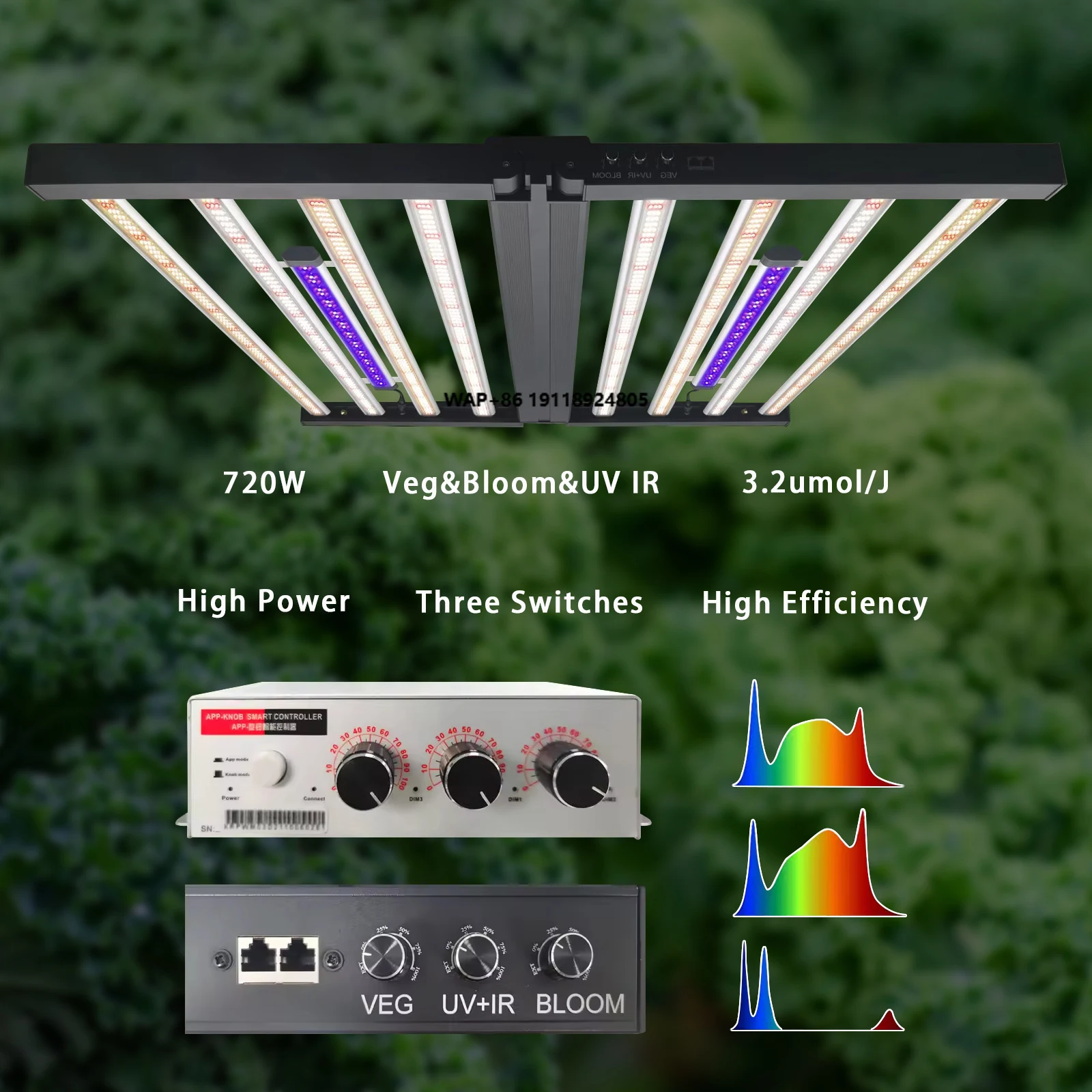 

720 Watt LM301B Indoor LED Grow Light Bar Replace 1000W Hps for Hydroponic Full Spectrum Commercial 10 Aluminum Bloom