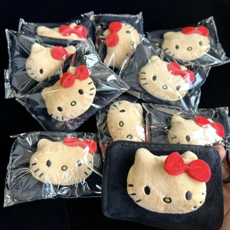 Kawaii Sanrio Hello Kittys Earphone Bag Cartoon Anime Plush Cute Hawaiian Theme 3D Doll Coin Purses Pendant Girls Birthday Gifts