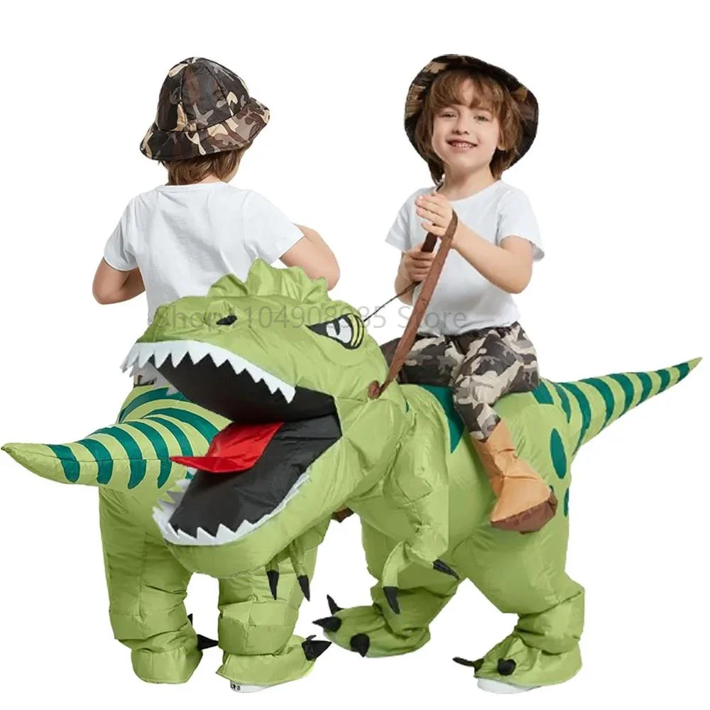 

Halloweeen Animal Cartoon Riding T-Rex Inflatable Costume Nursery Kids Dinosaur Cosplay Game Chasing Game Birthday Gift