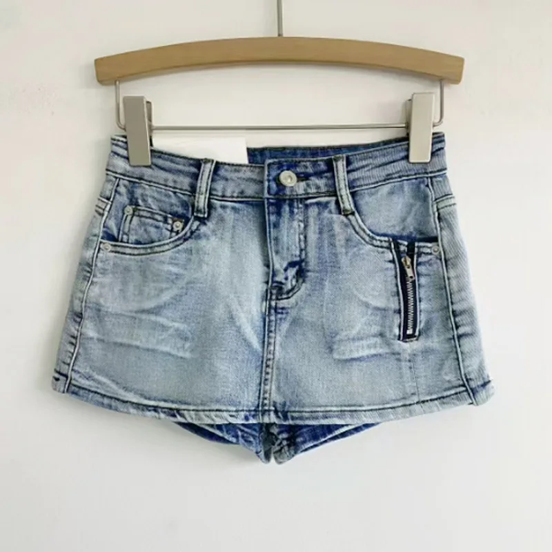 Women Denim Skirt Pants Distressed Washed Vintage Shorts Skirts High Waist Zipper Jeans Skort Streetwear Summer Culottes 2026