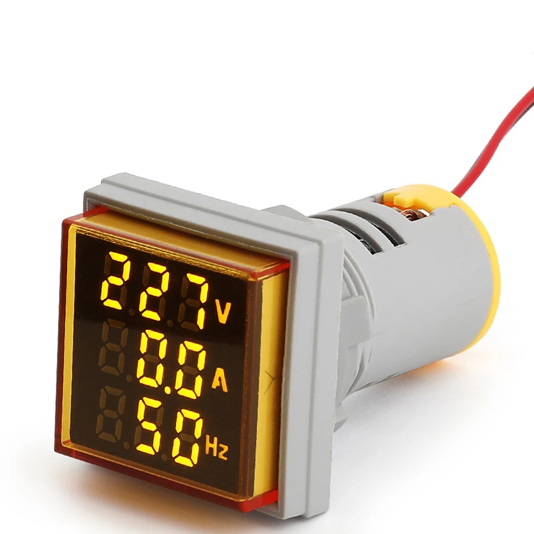 ABILKEEN Square Head LED Digital Display Signal Indicator Light Voltmeter+Ammeter+ Hz Meter Multifunctional Meter