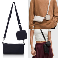 Solid Color Simple Mother and Son Crossbody Bag,Unisex Compact Sling Bag,Travel/Outdoor/Sports Documents Cell Phone Storage Bag