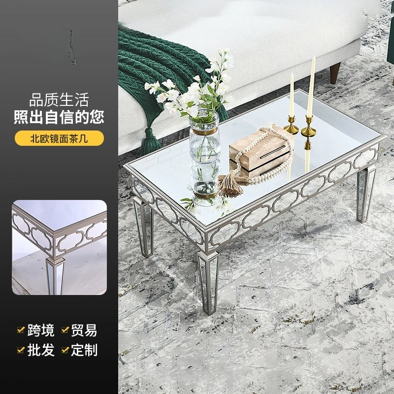 

Creative light luxury Nordic silver mirror coffee table living room sofa desktop exquisite mirror