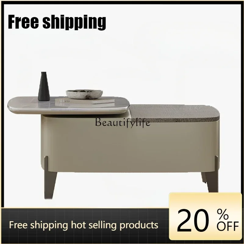 x4 Rotating Coffee Table Living Room Italian Minimalist Multi-Functional High Sense Microlite Lifting Coffee Table
