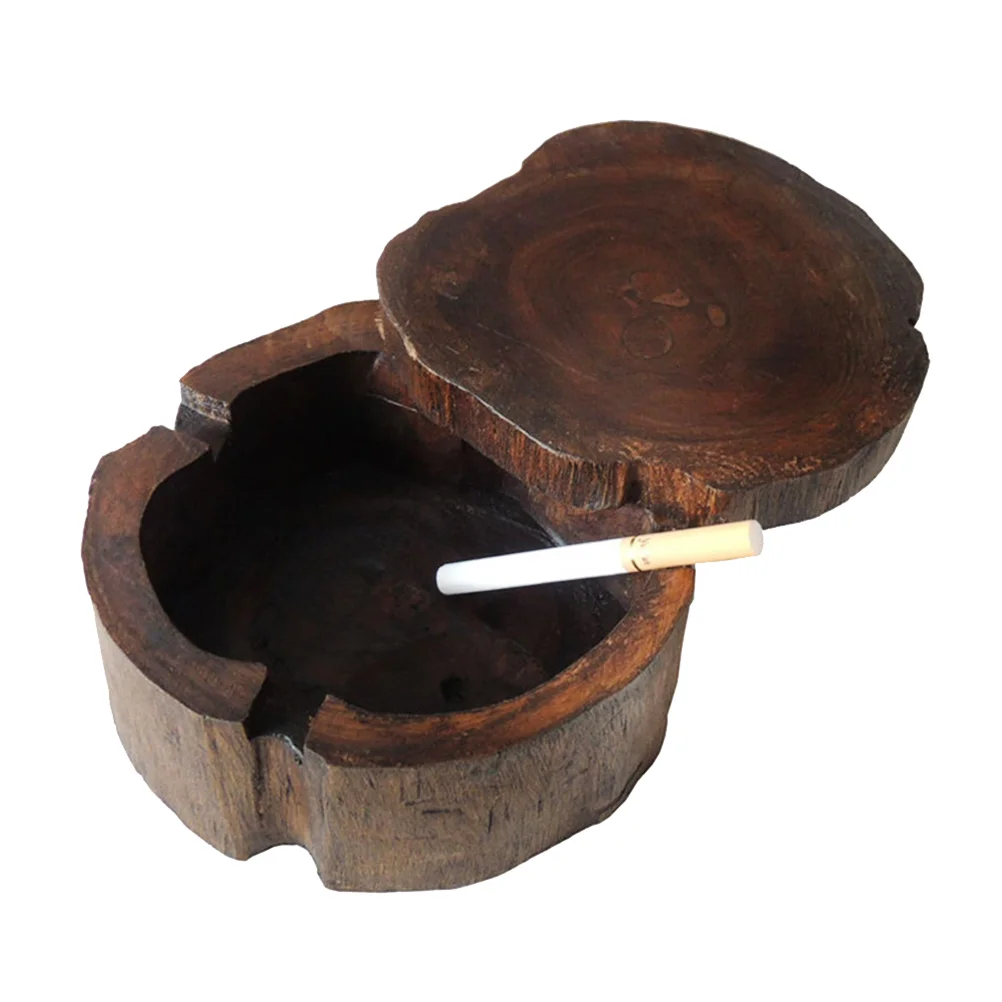 Solid Wood Ashtray Creative Wooden Ashtray Home Ashtray Decoration Fashion Ashtray Adornment (5 Inches)