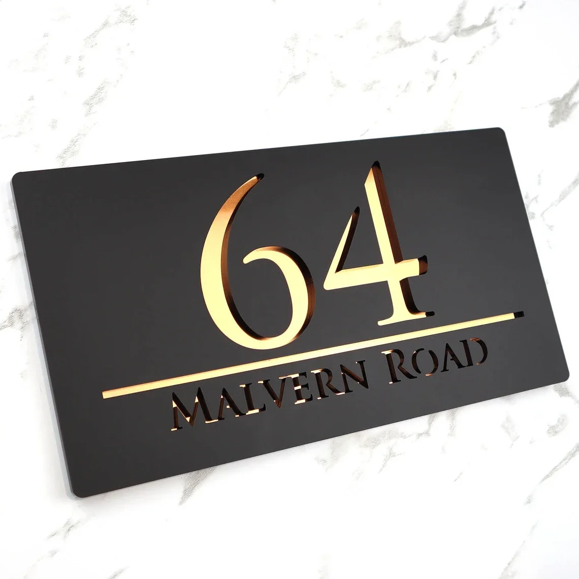 House Number Sign House Wall Plaques Laser Cut Matt Black Copper Acrylic House Number Sign Personalised House Sign Door Number