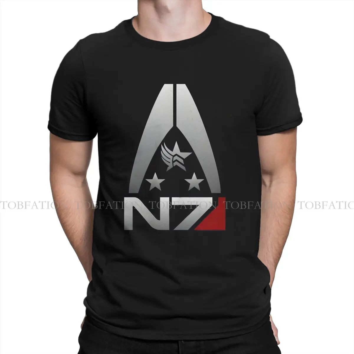 N7 Classic O Neck TShirt Mass Effect Game Pure Cotton Basic T Shirt Men Clothes New Design Oversized Hot Sale