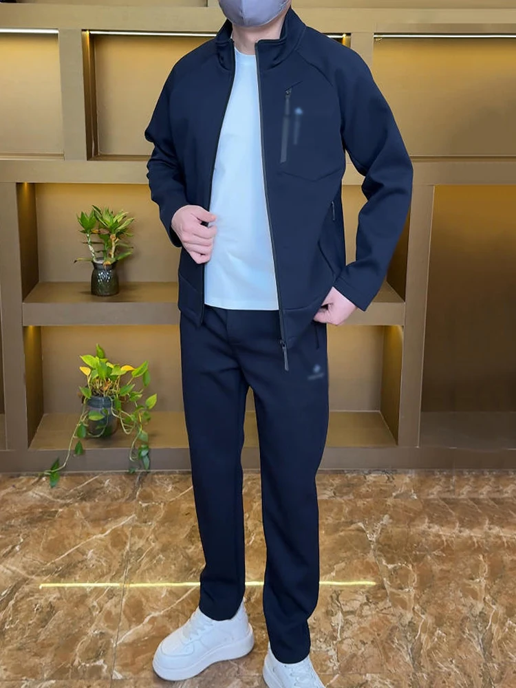 

Men's Spring Fashion Sportswear Set 2026 New Stylish Stand Collar Open Cardigan Slim Fit Pants Casual Versatile Two Piece Set